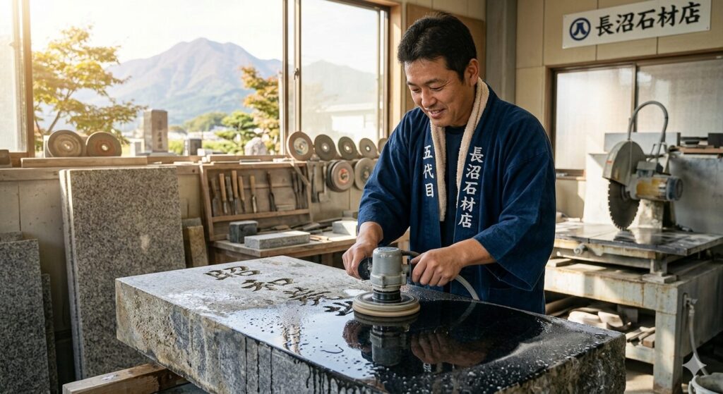 質の良いみかげ石なら「再研磨（磨き直し）」で驚くほど美しく蘇ります