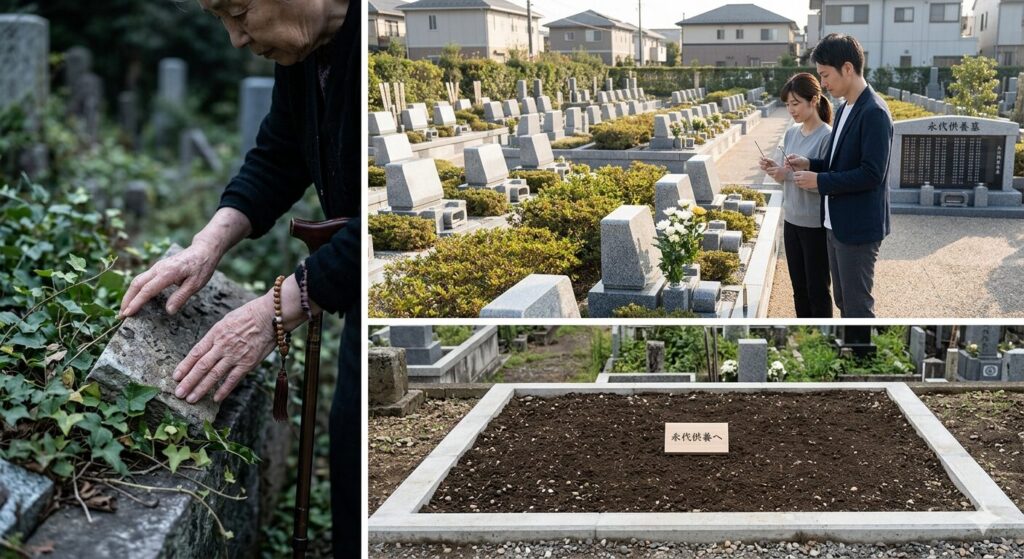 縁者による供養と墓じまいのイメージ