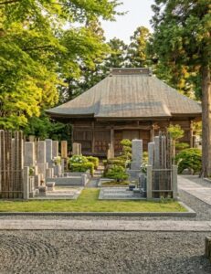 境内の石塔と本堂