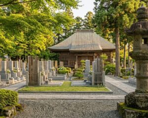境内の石塔と本堂
