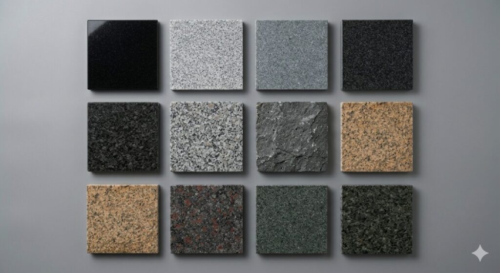 各国産地の石材サンプル比較