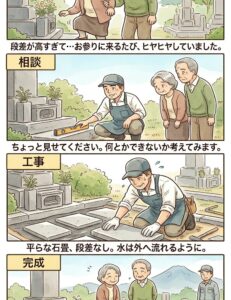 段差解消工事の4コマ漫画