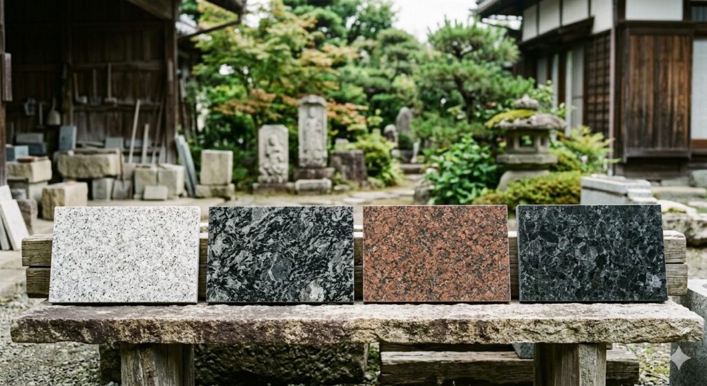 墓石の石種サンプル比較